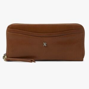 HOBO Max Large Zip Around Continental Zippered Leather Wallet Truffle Brown